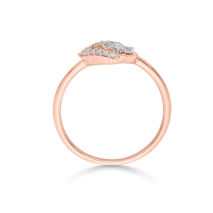 Square Bloom Diamond & Gold Casual Ring for Women