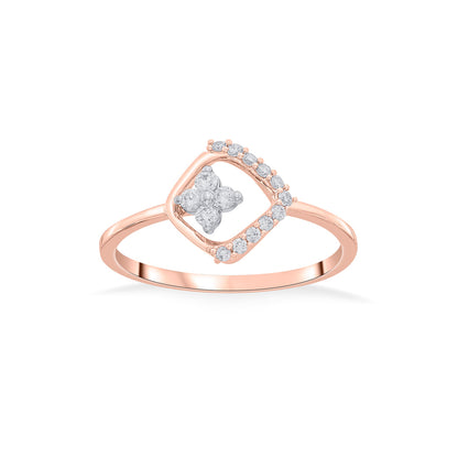 Square Bloom Diamond & Gold Casual Ring for Women
