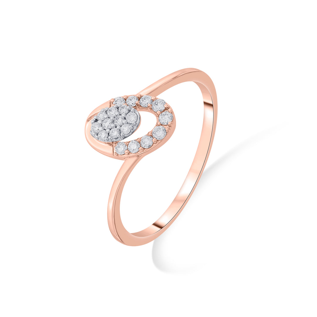 Angled Oval Diamond & Gold Fashion Ring for Women