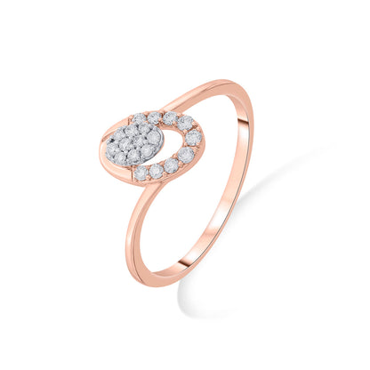 Angled Oval Diamond & Gold Fashion Ring for Women