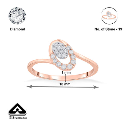 Angled Oval Diamond & Gold Fashion Ring for Women