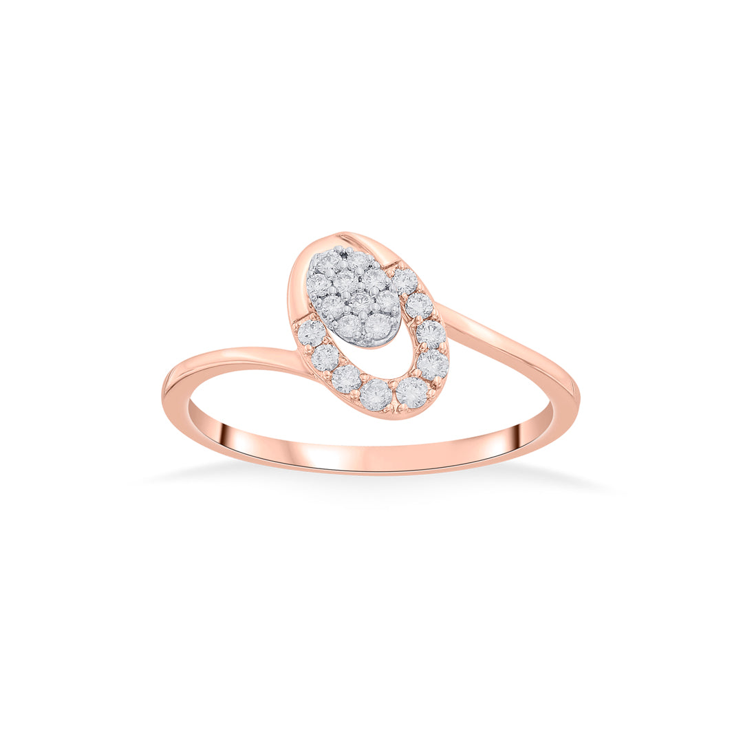 Angled Oval Diamond & Gold Fashion Ring for Women
