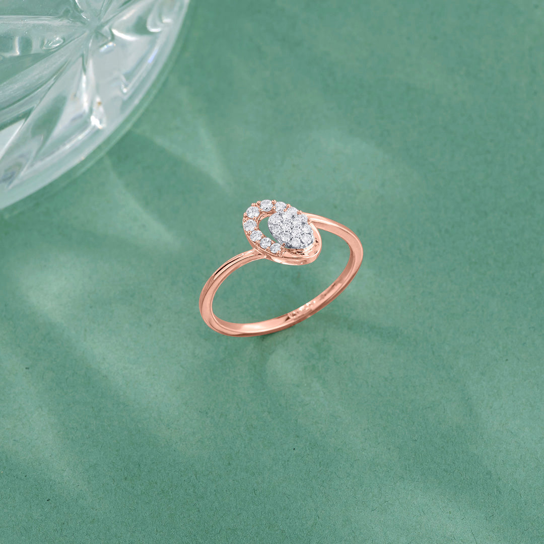 Angled Oval Diamond & Gold Fashion Ring for Women