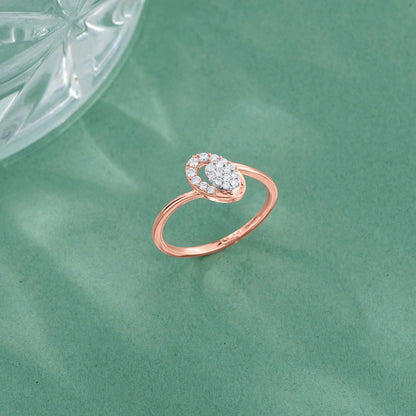 Angled Oval Diamond & Gold Fashion Ring for Women