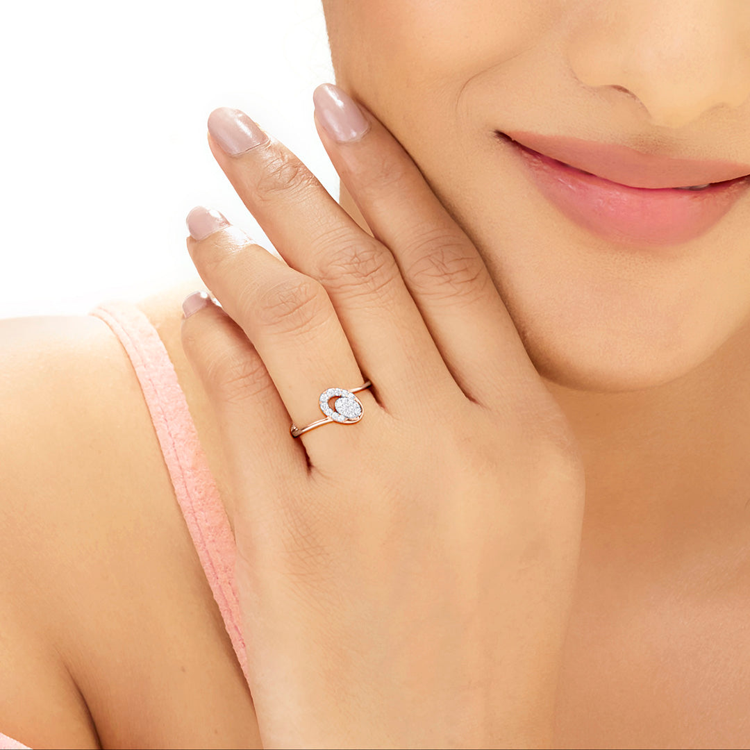 Angled Oval Diamond & Gold Fashion Ring for Women