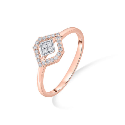 Crystal Cross Diamond & Gold Fashion Ring for Women
