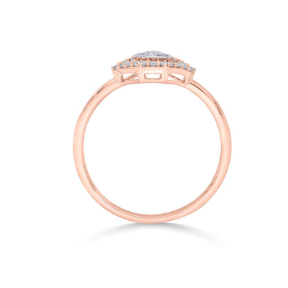 Crystal Cross Diamond & Gold Fashion Ring for Women