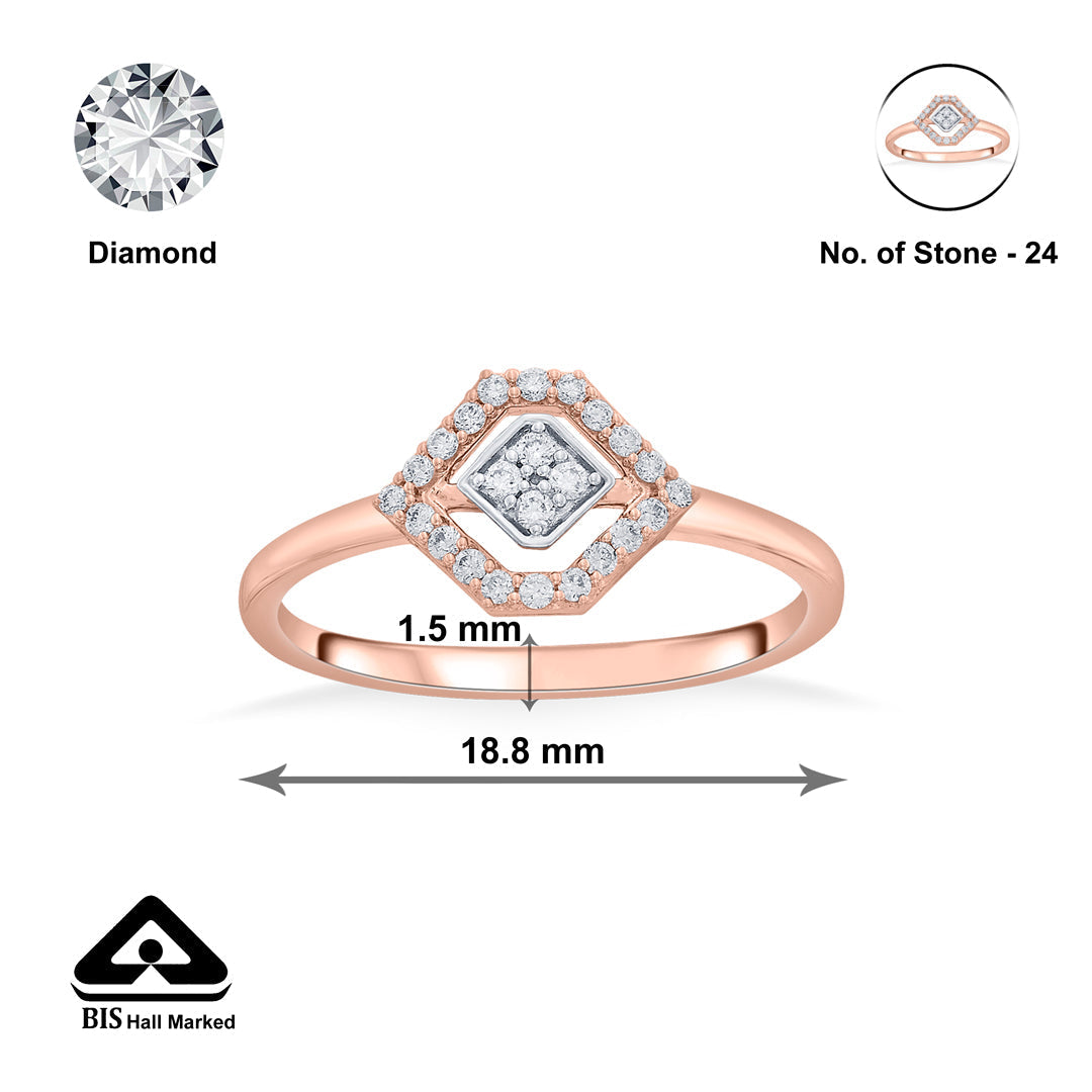 Crystal Cross Diamond & Gold Fashion Ring for Women