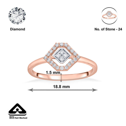 Crystal Cross Diamond & Gold Fashion Ring for Women
