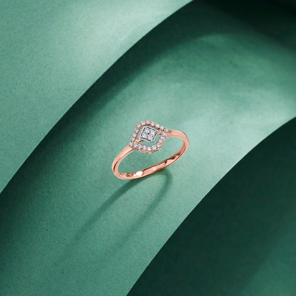 Crystal Cross Diamond & Gold Fashion Ring for Women