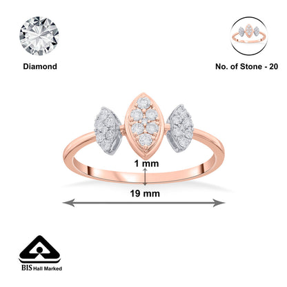 Triple Spark Diamond & Gold Casual Ring for Women
