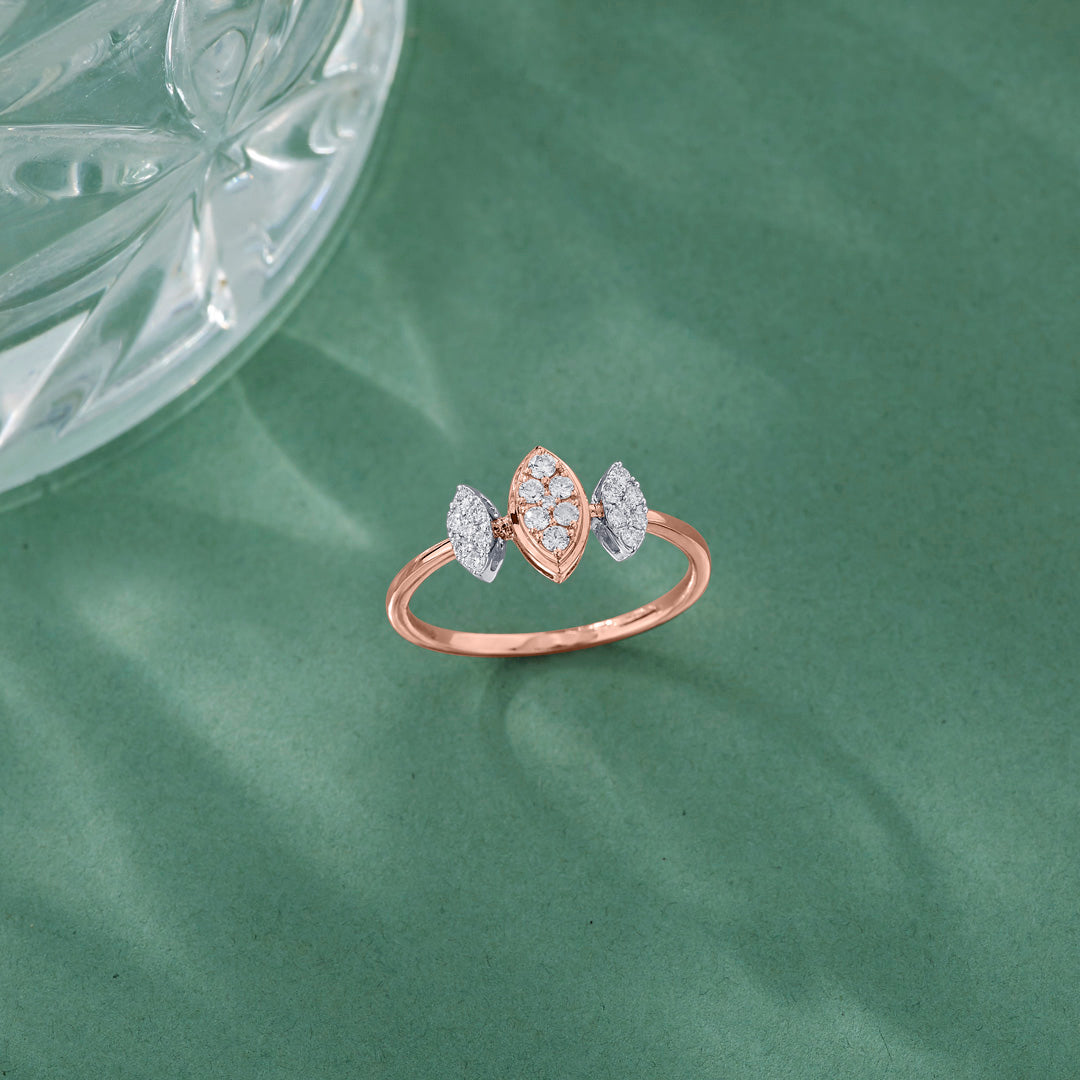Triple Spark Diamond & Gold Casual Ring for Women