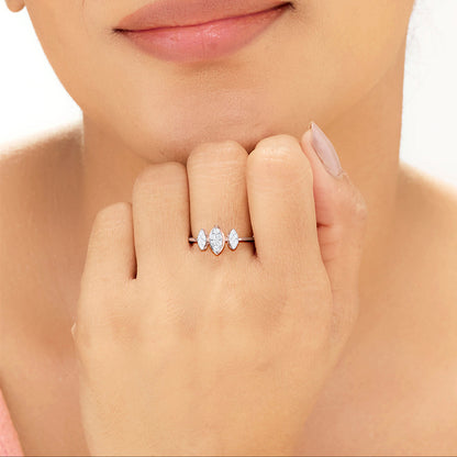 Triple Spark Diamond & Gold Casual Ring for Women