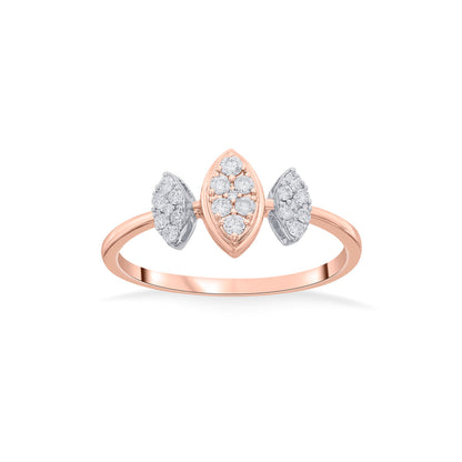 Triple Spark Diamond & Gold Casual Ring for Women