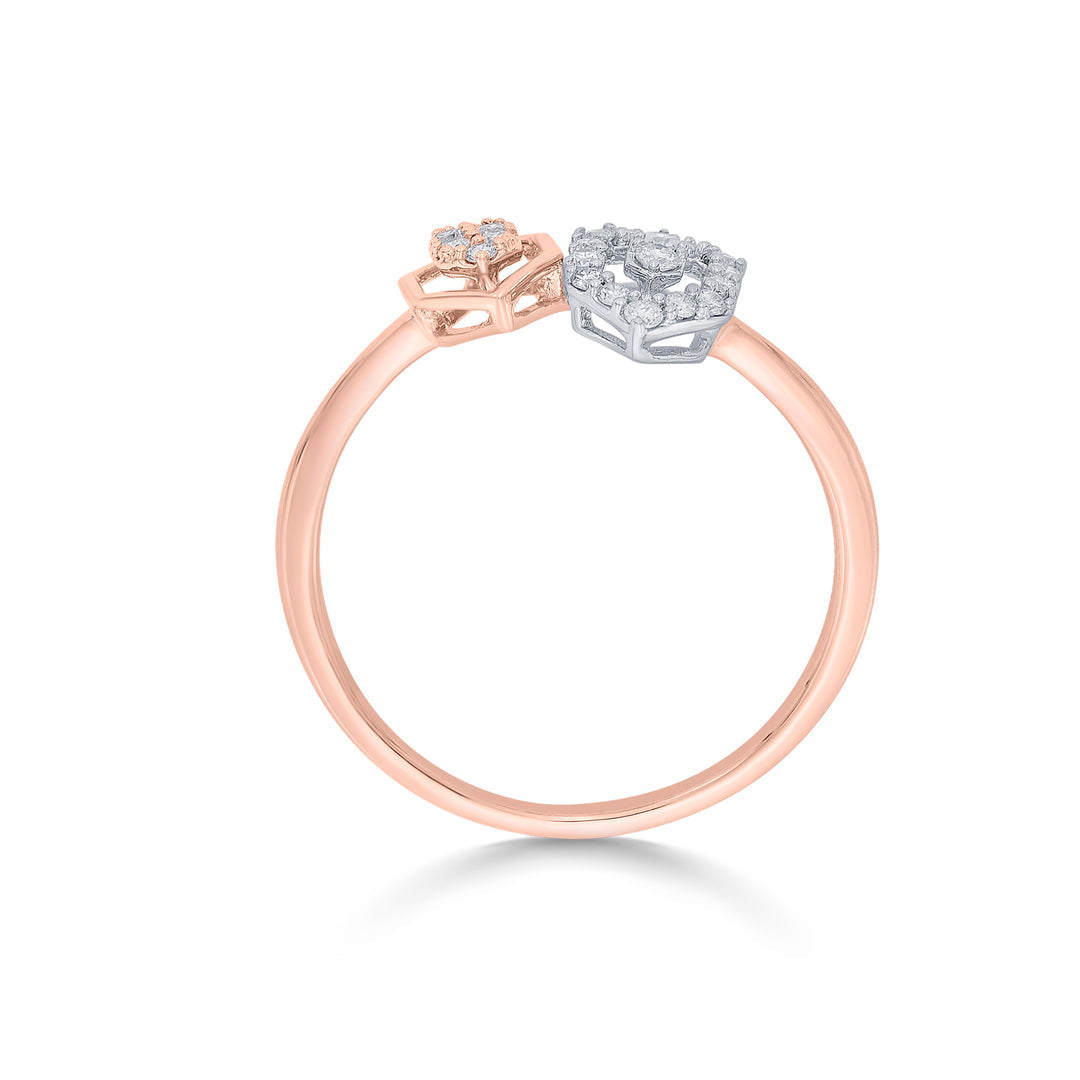Dual Hexa Diamond & Gold Fashion Ring for Women