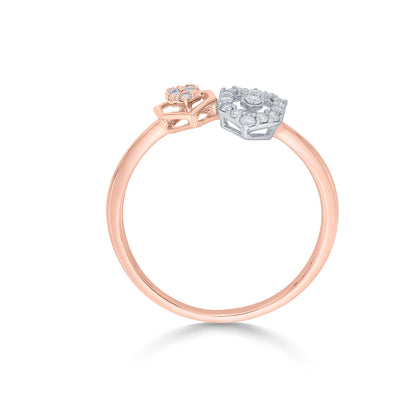 Dual Hexa Diamond & Gold Fashion Ring for Women