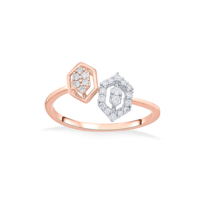 Dual Hexa Diamond & Gold Fashion Ring for Women