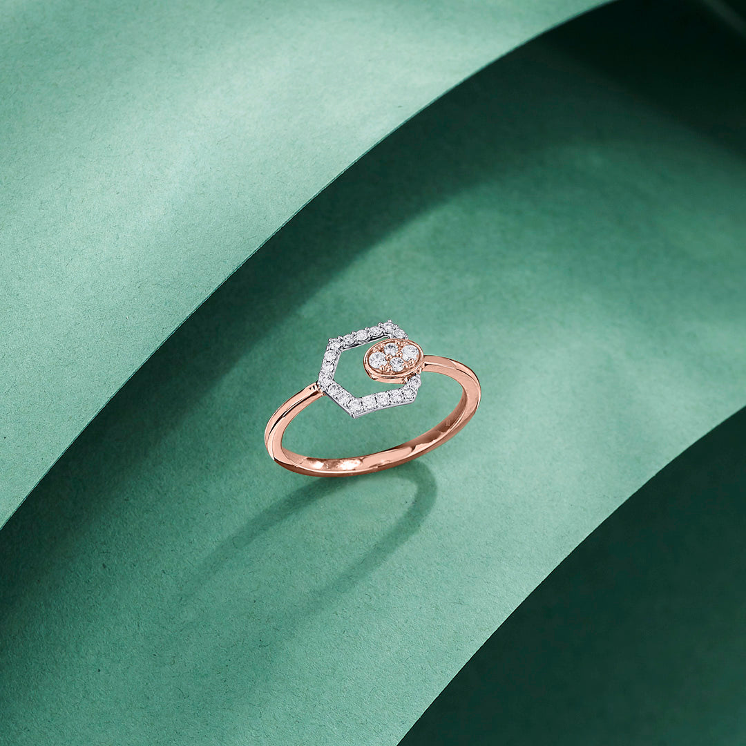 Hexa Muse Diamond & Gold Fashion Ring for Women