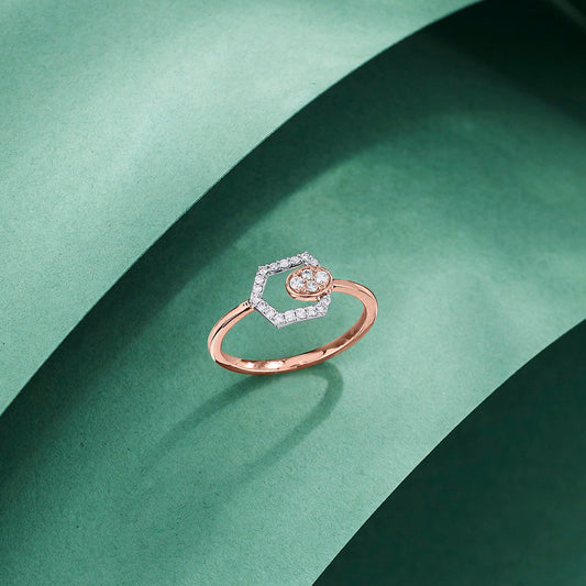 Hexa Muse Diamond & Gold Fashion Ring for Women