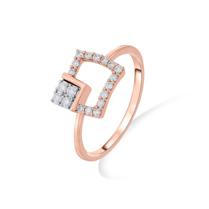 Corner Glow Diamond & Gold Fashion Ring for Women