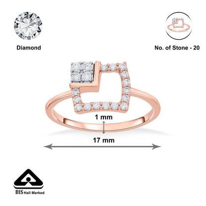 Corner Glow Diamond & Gold Fashion Ring for Women