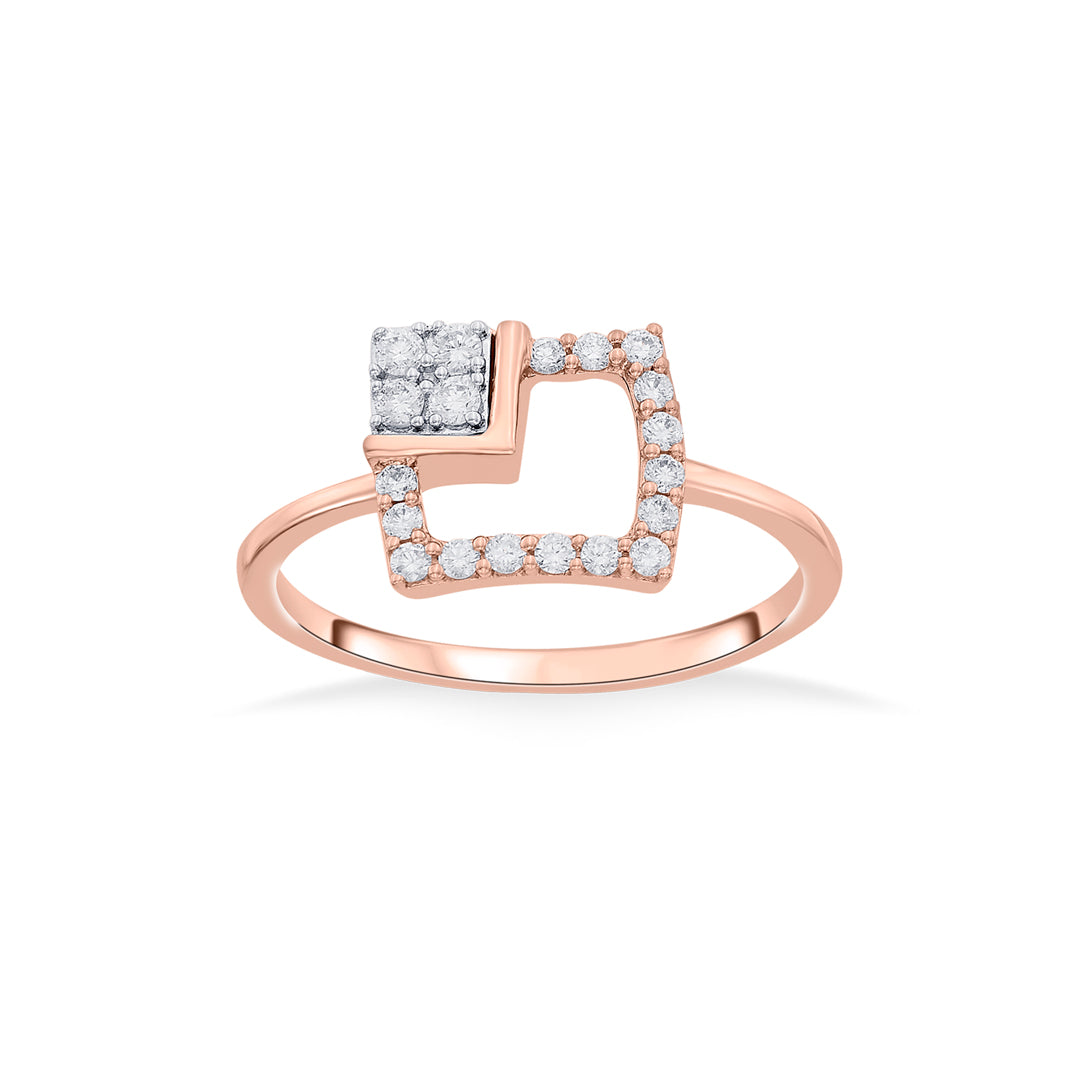 Corner Glow Diamond & Gold Fashion Ring for Women