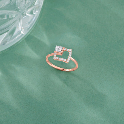 Corner Glow Diamond & Gold Fashion Ring for Women