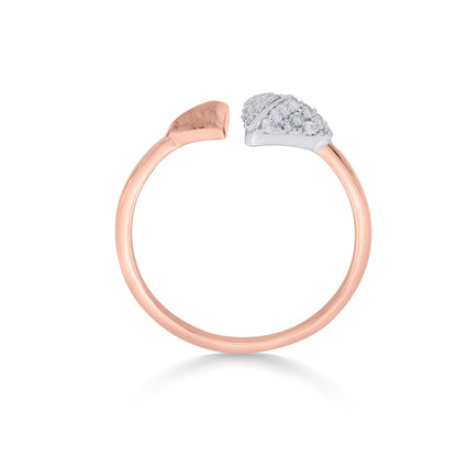 Dual Triangles Diamond & Gold Fashion Ring for Women