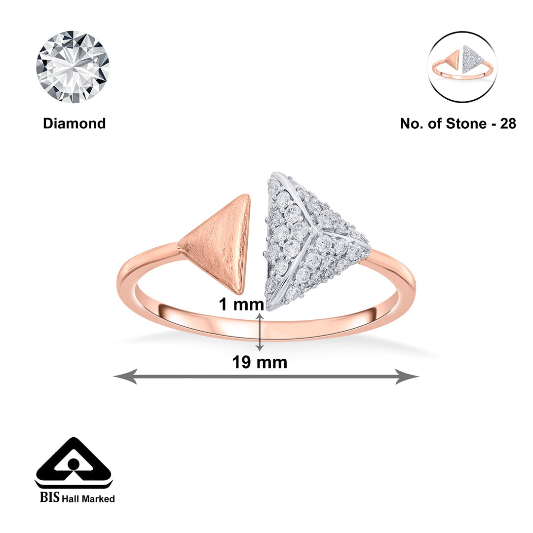 Dual Triangles Diamond & Gold Fashion Ring for Women