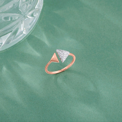Dual Triangles Diamond & Gold Fashion Ring for Women