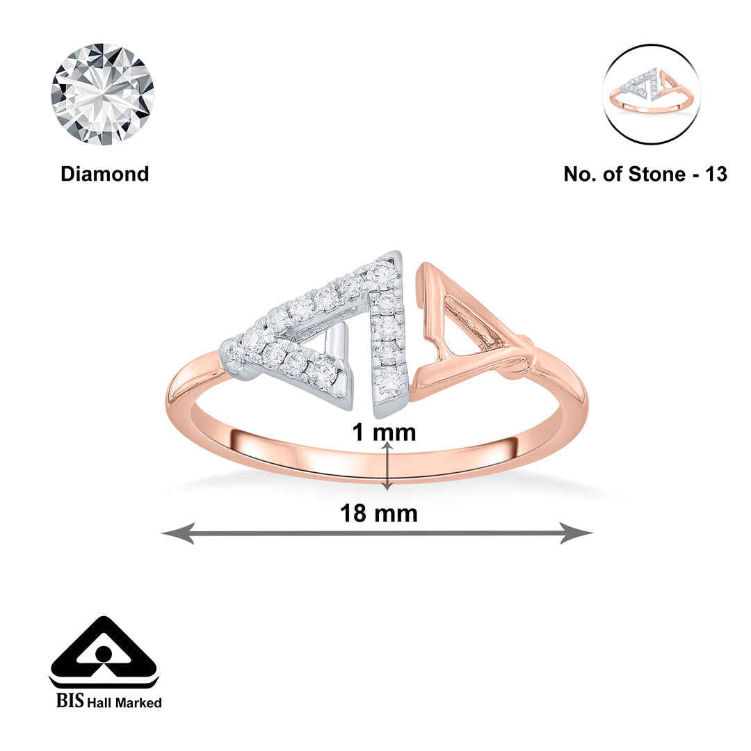 Prism Link Diamond & Gold Fashion Ring for Women
