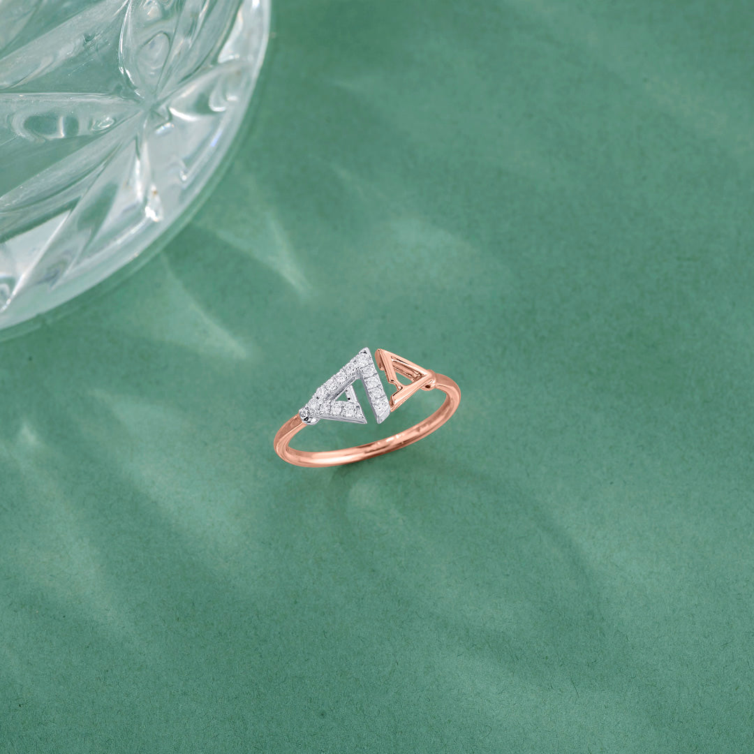 Prism Link Diamond & Gold Fashion Ring for Women