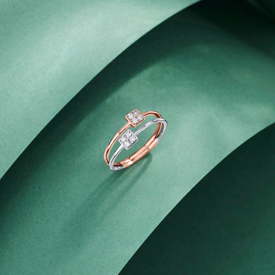 Diamond Duo Diamond & Gold Fashion Ring for Women