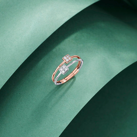 Diamond Duo Diamond & Gold Fashion Ring for Women