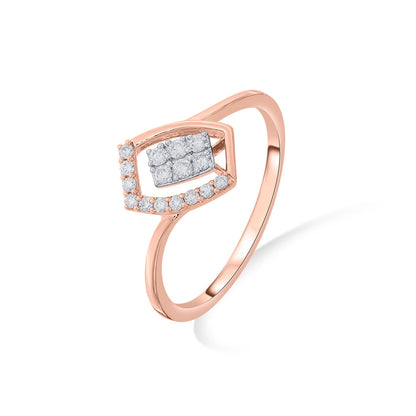 Twisted Rectangle Diamond & Gold Casual Ring for Women