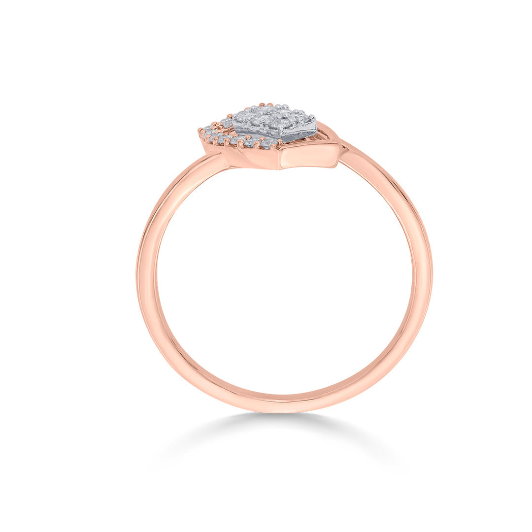 Twisted Rectangle Diamond & Gold Casual Ring for Women