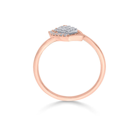 Twisted Rectangle Diamond & Gold Casual Ring for Women