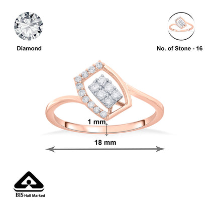 Twisted Rectangle Diamond & Gold Casual Ring for Women