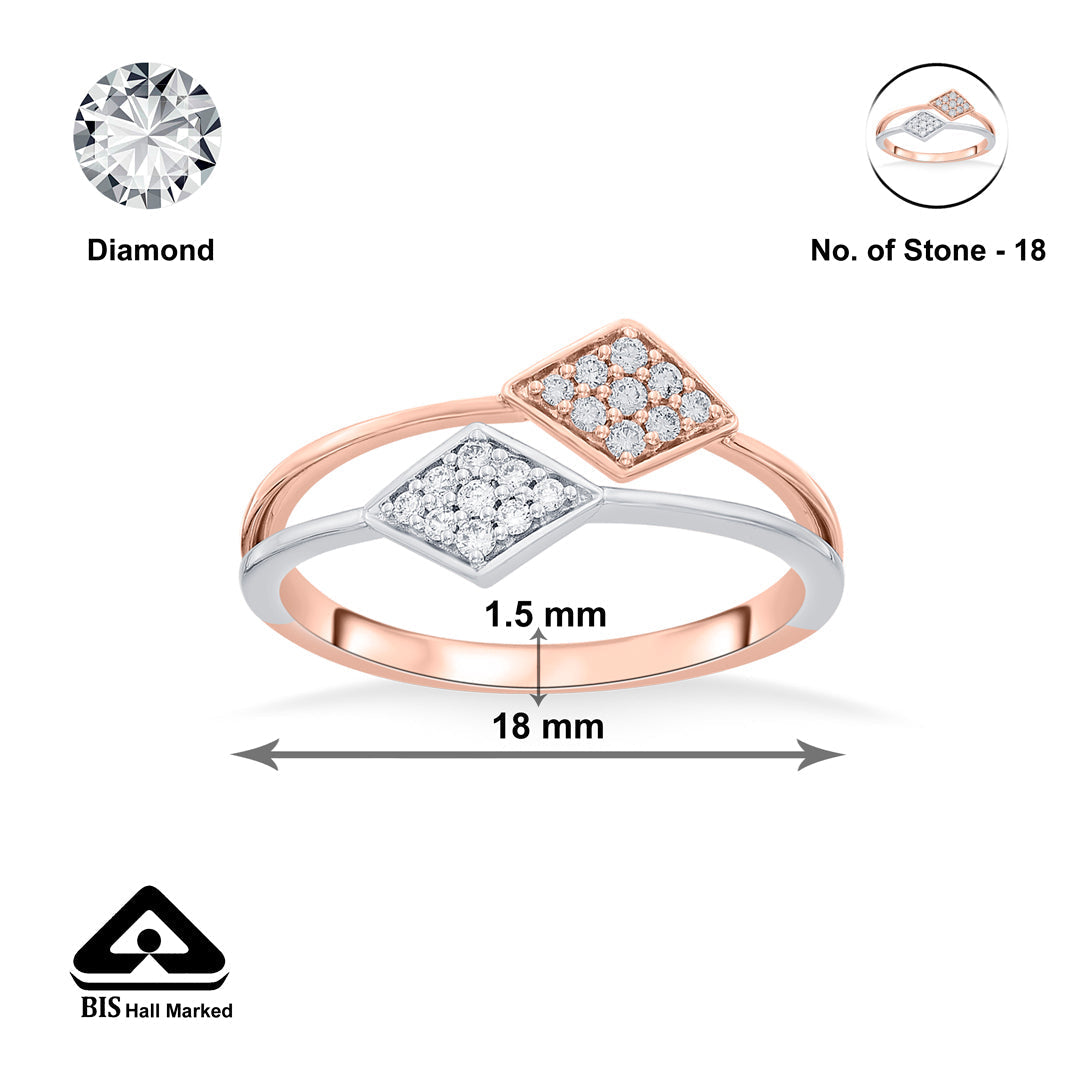 Dual Prism Diamond & Gold Fashion Ring for Women