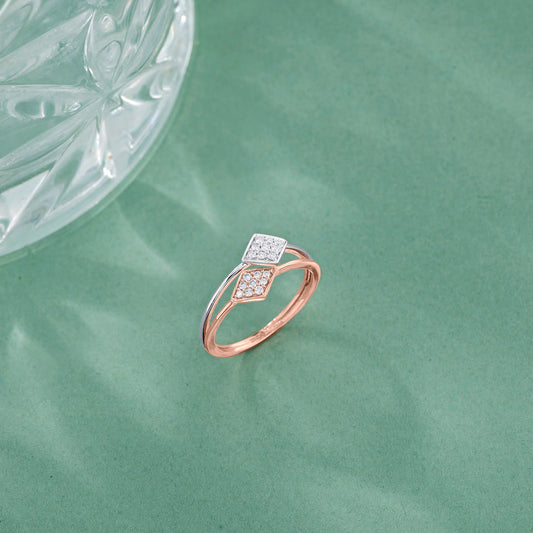 Dual Prism Diamond & Gold Fashion Ring for Women