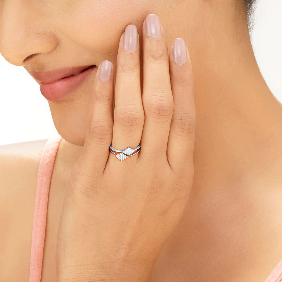 Dual Prism Diamond & Gold Fashion Ring for Women