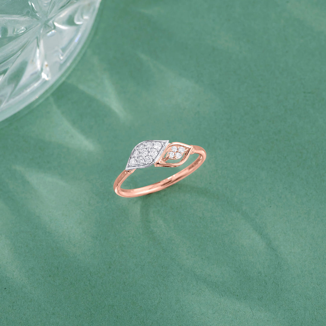 Petal Glow Diamond & Gold Casual Ring for Women