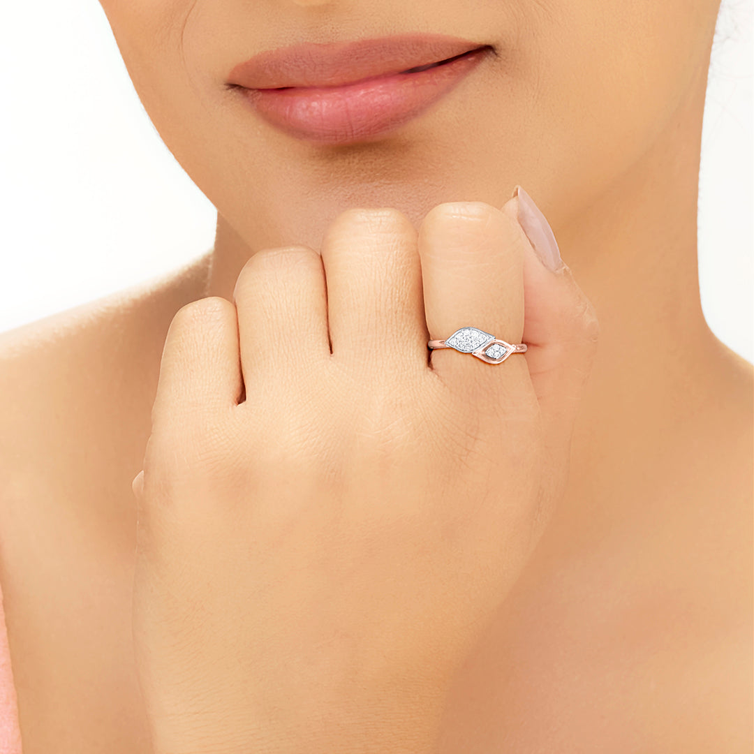 Petal Glow Diamond & Gold Casual Ring for Women