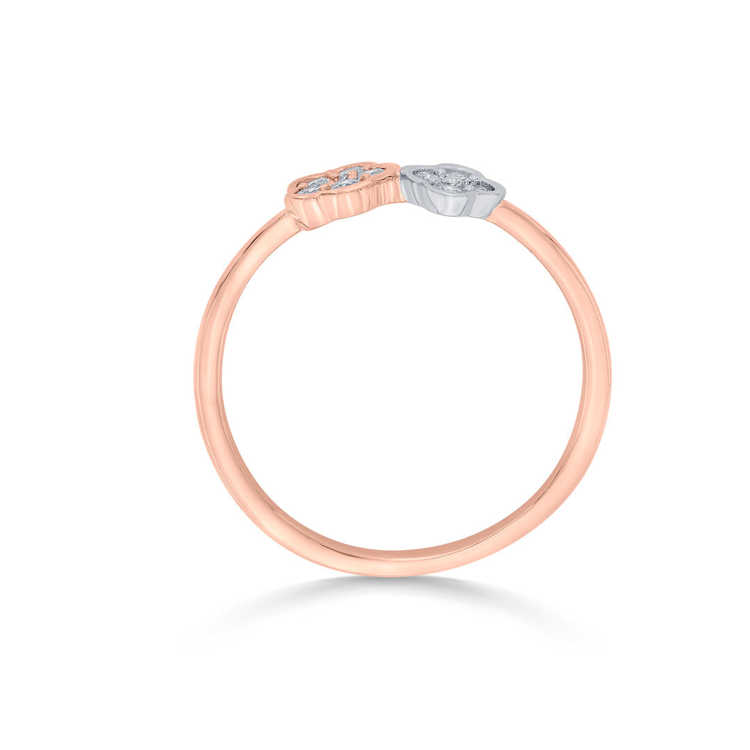 Dual Blossoms Diamond & Gold Fashion Ring for Women