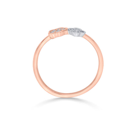 Dual Blossoms Diamond & Gold Fashion Ring for Women