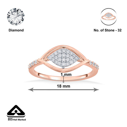 Luminous Eye Diamond & Gold Fashion Ring for Women