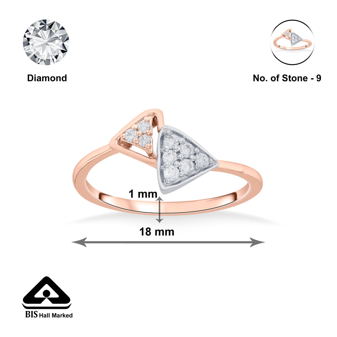 Interlocked Triangles Diamond & Gold Casual Ring for Women