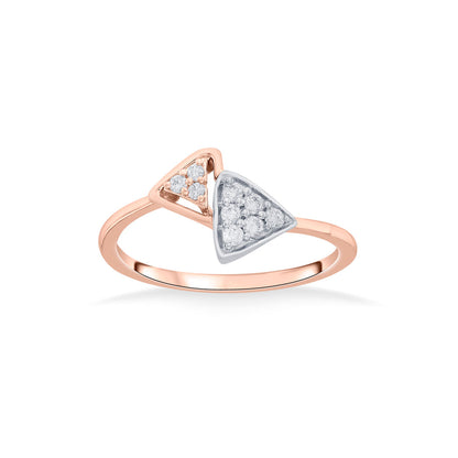 Interlocked Triangles Diamond & Gold Casual Ring for Women