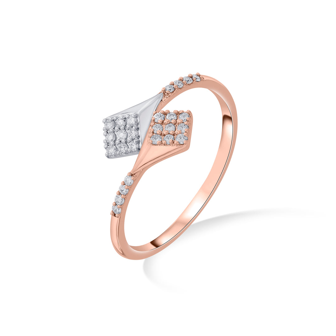 Spiral Link Diamond & Gold Fashion Ring for Women