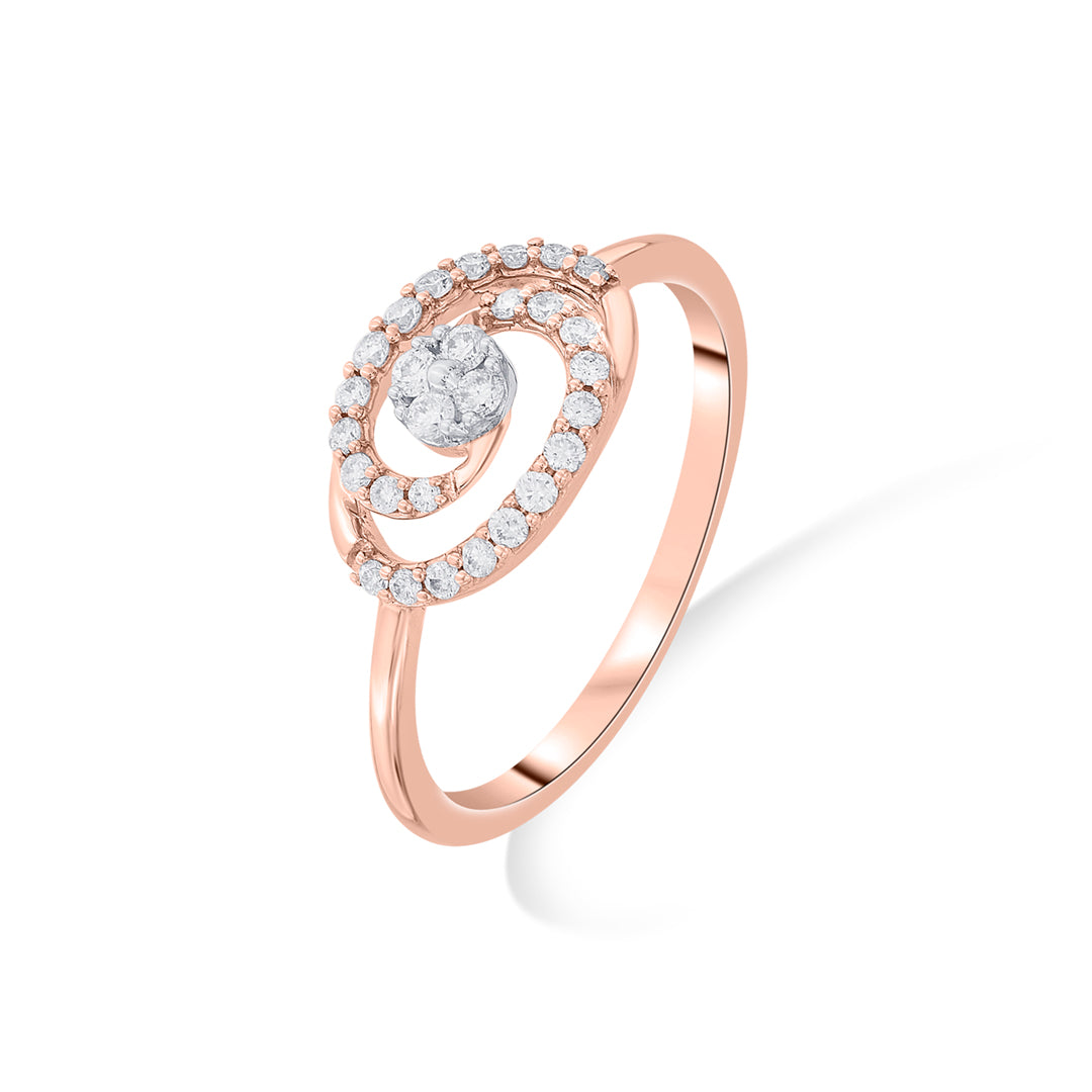Oval Twist Diamond & Gold Fashion Ring for Women